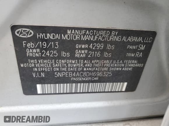 ✅ 2013 Hyundai Sonata GLS • VIN: 5NPEB4AC8DH696325 • Лот: 84906725. Опубликован ранее на Copart с пробегом 123 197 миль. Бесплатный доступ к архиву аукционных продаж из США и подробный отчёт об истории автомобиля на DreamBid. Изображение 12.