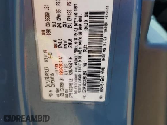 ✅ 2003 Dodge 1500 ST • VIN: 1D7HA16K13J661054 • Лот: 80490165. Опубликован ранее на Copart с пробегом 134 710 миль. Бесплатный доступ к архиву аукционных продаж из США и подробный отчёт об истории автомобиля на DreamBid. Изображение 13.