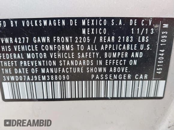 ✅ 2014 Volkswagen Jetta SE • VIN: 3VWD07AJ9EM388090 • Лот: 41807099. Опубликован ранее на IAAI с пробегом 159 927 миль. Бесплатный доступ к архиву аукционных продаж из США и подробный отчёт об истории автомобиля на DreamBid. Изображение 9.