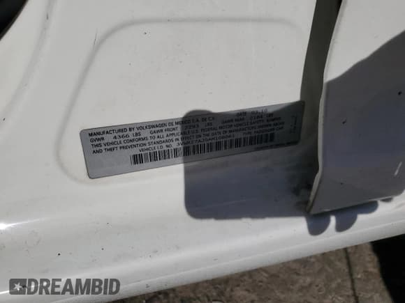 ✅ 2010 Volkswagen Jetta Limited Edition • VIN: 3VWRZ7AJ9AM108061 • Lot: 48591085. Listed on Copart with 193,216 mi. Free auction sales archive from the USA and detailed vehicle history report at DreamBid. Image 14.