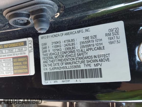 ✅ 2020 Honda CR-V Touring • VIN: 5J6RW2H93LL033656 • Lot: 42612421. Wystawiony na IAAI z przebiegiem 51 929 mil. Bezpłatny archiwum sprzedaży aukcyjnych z USA i szczegółowy raport historii pojazdu na DreamBid. Zdjęcie 9.