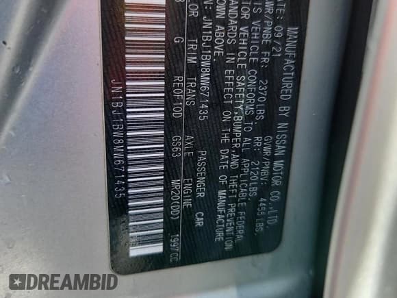 ✅ 2021 Nissan Rogue SV • VIN: JN1BJ1BW8MW671435 • Lot: 84907195. Listed on Copart with Not provided. Free auction sales archive from the USA and detailed vehicle history report at DreamBid. Image 13.