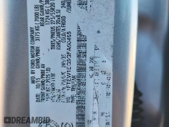 ✅ 2016 Ford F-150 Platinum • VIN: 1FTEW1EG5GFA00485 • Lot: 85583155. Wystawiony na Copart z przebiegiem 147 480 mil. Bezpłatny archiwum sprzedaży aukcyjnych z USA i szczegółowy raport historii pojazdu na DreamBid. Zdjęcie 12.