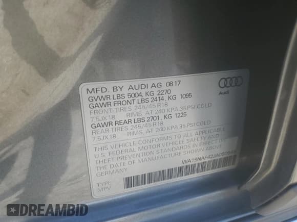 ✅ 2018 Audi allroad A4 Prestige • VIN: WA19NAF42JA050946 • Лот: 73732504. Опубликован ранее на Copart с пробегом 60 114 миль. Бесплатный доступ к архиву аукционных продаж из США и подробный отчёт об истории автомобиля на DreamBid. Изображение 12.