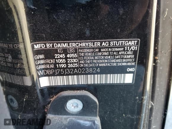 ✅ 2002 Mercedes-Benz CL 500/600 • VIN: WDBPJ75J32A023824 • Lot: 77254134. Wystawiony na Copart z przebiegiem 187 807 mil. Bezpłatny archiwum sprzedaży aukcyjnych z USA i szczegółowy raport historii pojazdu na DreamBid. Zdjęcie 12.