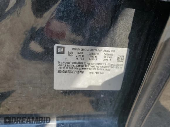 ✅ 2015 Buick Regal Premium I • VIN: 2G4GN5EX2F9186718 • Lot: 69232055. Wystawiony na Copart z przebiegiem 63 482 mil. Bezpłatny archiwum sprzedaży aukcyjnych z USA i szczegółowy raport historii pojazdu na DreamBid. Zdjęcie 12.