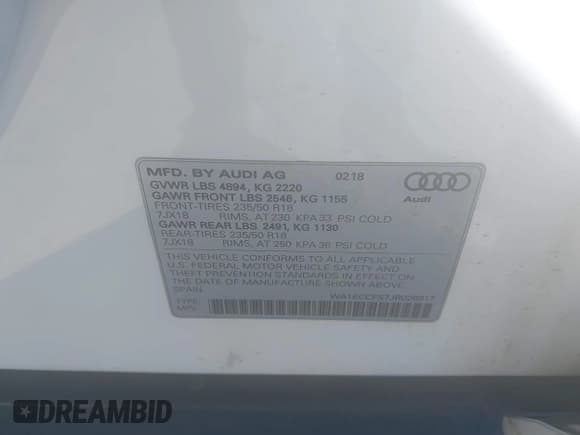 ✅ 2018 Audi Q3 Premium • VIN: WA1ECCFS7JR026917 • Lot: 41823995. Listed on IAAI with 76,313 mi. Free auction sales archive from the USA and detailed vehicle history report at DreamBid. Image 9.