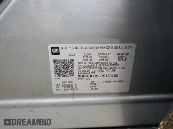 ✅ 2023 Chevrolet Blazer Premier • VIN: 3GNKBLRS6PS180166 • Lot: 57241025. Listed on Copart with Not provided miles. Access the free auction sales archive from the USA and view a detailed vehicle history report at DreamBid. Image 13.