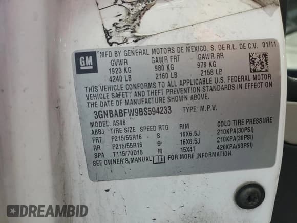 ✅ 2011 Chevrolet HHR 1LT • VIN: 3GNBABFW9BS594233 • Lot: 47365655. Listed on Copart with 216,436 mi. Free auction sales archive from the USA and detailed vehicle history report at DreamBid. Image 13.