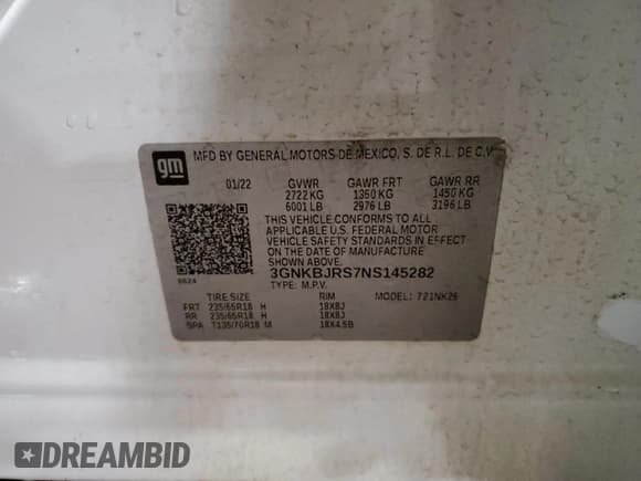 ✅ 2022 Chevrolet Blazer LT • VIN: 3GNKBJRS7NS145282 • Lot: 43135975. Listed on Copart with 28,368 mi. Free auction sales archive from the USA and detailed vehicle history report at DreamBid. Image 16.