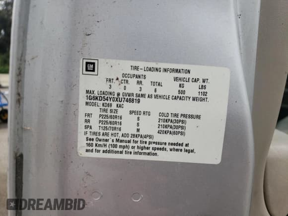 ✅ 1999 Cadillac DeVille • VIN: 1G6KD54Y0XU746819 • Lot: 58098995. Wystawiony na Copart z przebiegiem Nie podano. Bezpłatny archiwum sprzedaży aukcyjnych z USA i szczegółowy raport historii pojazdu na DreamBid. Zdjęcie 12.