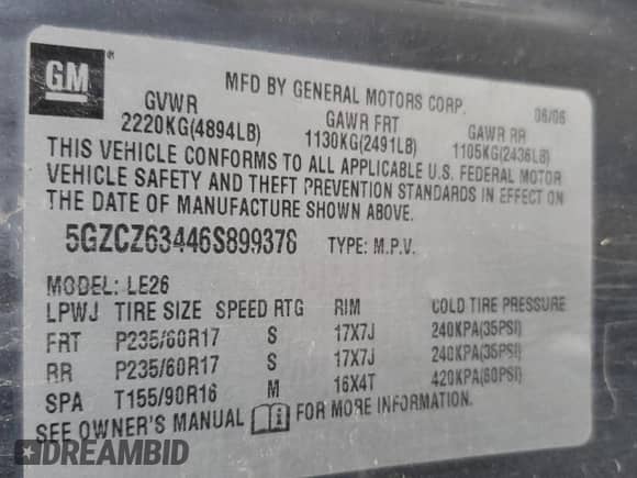 2006 Saturn VUE с VIN 5GZCZ63446S899378, выставлен на аукционе Copart как лот 79951764 с пробегом 221 559 миль миль и Чистый • Clean title. История ставок и продаж доступна на DreamBid. Изображение 13.