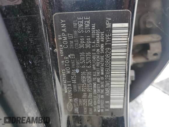 2006 Hyundai Tucson GL z VIN KM8JM12BX6U380829, wystawiony jako Copart lot #67193724 z przebiegiem 231 703 mil mil oraz Czysty tytuł • Clean title. Historia ofert i sprzedaży dostępna na DreamBid. Obrazek 12.