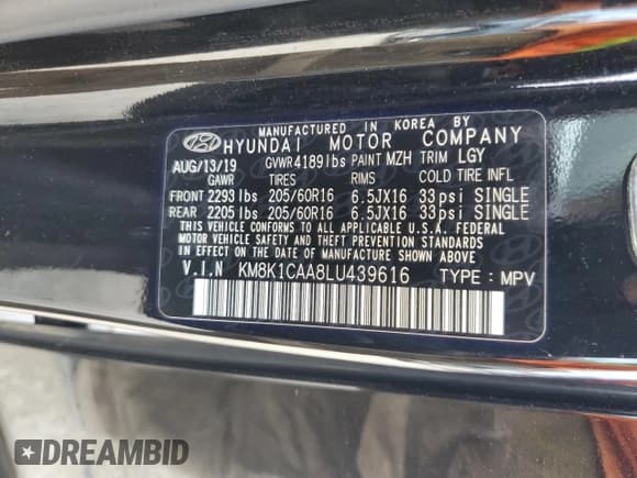 ✅ 2020 Hyundai Kona SE • VIN: KM8K1CAA8LU439616 • Лот: 73929094. Опубликован ранее на Copart с пробегом 57 612 миль. Бесплатный доступ к архиву аукционных продаж из США и подробный отчёт об истории автомобиля на DreamBid. Изображение 13.