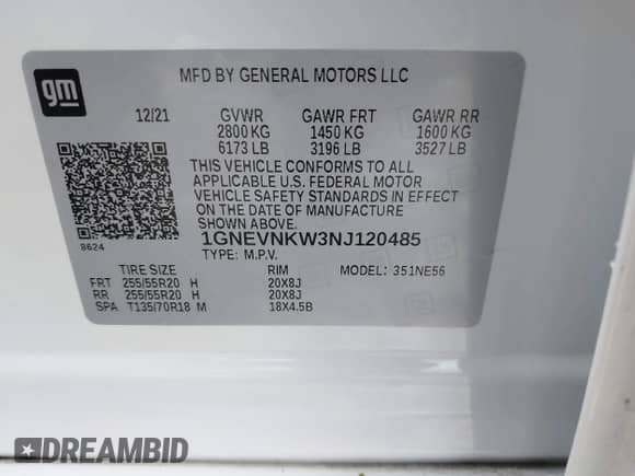 2022 Chevrolet Traverse High Country с VIN 1GNEVNKW3NJ120485, выставлен на аукционе IAAI как лот 41359102 с пробегом 82 749 миль миль и . История ставок и продаж доступна на DreamBid. Изображение 9.