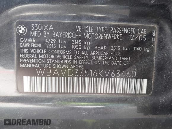 ✅ 2006 BMW 3 Series 330xi • VIN: WBAVD33516KV63460 • Lot: 43704840. Wystawiony na IAAI z przebiegiem 177 860 mil. Bezpłatny archiwum sprzedaży aukcyjnych z USA i szczegółowy raport historii pojazdu na DreamBid. Zdjęcie 9.