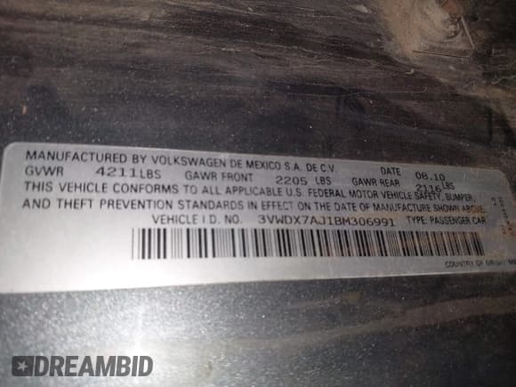 ✅ 2011 Volkswagen Jetta SE • VIN: 3VWDX7AJ1BM306991 • Lot: 43422107. Wystawiony na IAAI z przebiegiem 201 835 mil. Bezpłatny archiwum sprzedaży aukcyjnych z USA i szczegółowy raport historii pojazdu na DreamBid. Zdjęcie 9.