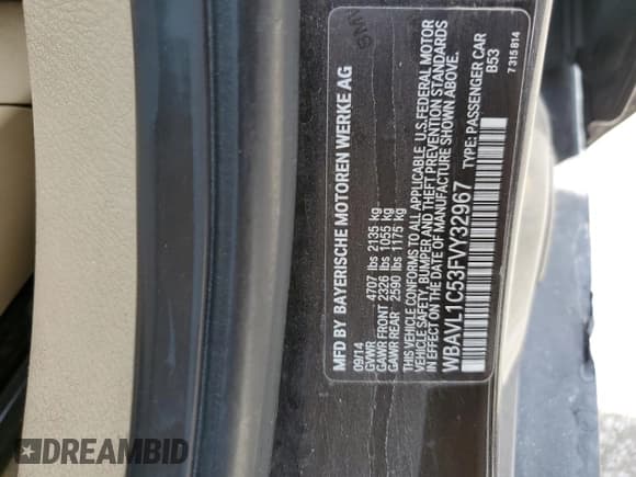 ✅ 2015 BMW X1 xDrive28i • VIN: WBAVL1C53FVY32967 • Lot: 70714155. Listed on Copart with 136,587 mi. Free auction sales archive from the USA and detailed vehicle history report at DreamBid. Image 12.