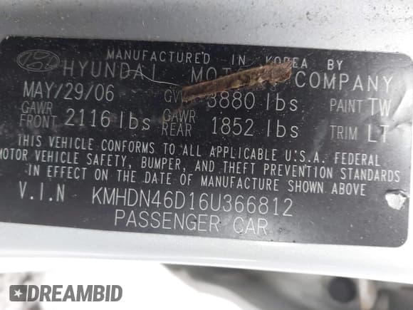 ✅ 2006 Hyundai Elantra GLS • VIN: KMHDN46D16U366812 • Lot: 42578880. Wystawiony na IAAI z przebiegiem 120 425 mil. Bezpłatny archiwum sprzedaży aukcyjnych z USA i szczegółowy raport historii pojazdu na DreamBid. Zdjęcie 9.