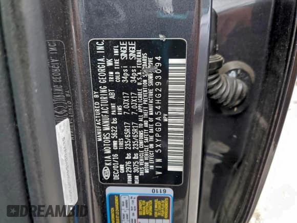 ✅ 2017 Kia Sorento LX • VIN: 5XYPGDA54HG293094 • Лот: 93991315. Опубликован ранее на Copart с пробегом 144 460 миль. Бесплатный доступ к архиву аукционных продаж из США и подробный отчёт об истории автомобиля на DreamBid. Изображение 13.