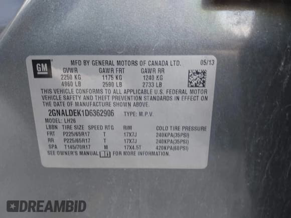 ✅ 2013 Chevrolet Equinox LT • VIN: 2GNALDEK1D6362906 • Лот: 43393720. Опубликован ранее на IAAI с пробегом 140 163 миль. Бесплатный доступ к архиву аукционных продаж из США и подробный отчёт об истории автомобиля на DreamBid. Изображение 9.