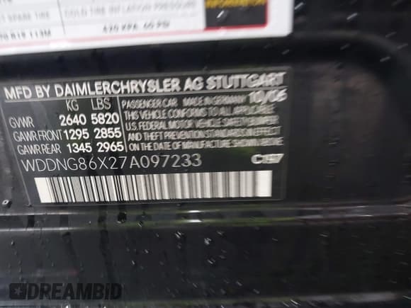 ✅ 2007 Mercedes-Benz S 550 • VIN: WDDNG86X27A097233 • Lot: 43756675. Listed on IAAI with Not provided. Free auction sales archive from the USA and detailed vehicle history report at DreamBid. Image 9.