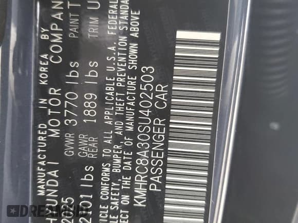 ✅ 2025 Hyundai Venue Limited • VIN: KMHRC8A30SU402503 • Лот: 82773235. Опубликован ранее на Copart с пробегом Не указан. Бесплатный доступ к архиву аукционных продаж из США и подробный отчёт об истории автомобиля на DreamBid. Изображение 13.