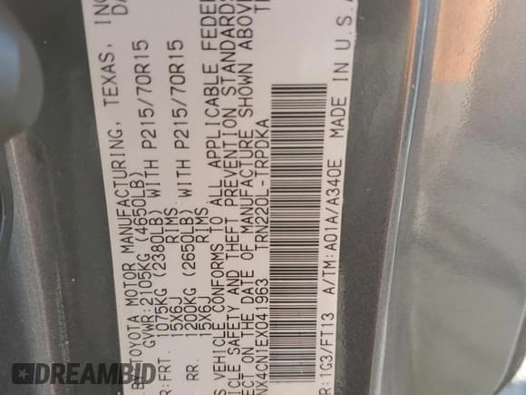 ✅ 2014 Toyota Tacoma • VIN: 5TFNX4CN1EX041963 • Lot: 84404205. Listed on Copart with 143,427 mi. Free auction sales archive from the USA and detailed vehicle history report at DreamBid. Image 12.