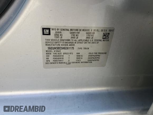 ✅ 2017 Chevrolet Silverado 1500 LTZ • VIN: 3GCUKSEC5HG361175 • Лот: 67556974. Опубликован ранее на Copart с пробегом 110 362 миль. Бесплатный доступ к архиву аукционных продаж из США и подробный отчёт об истории автомобиля на DreamBid. Изображение 12.