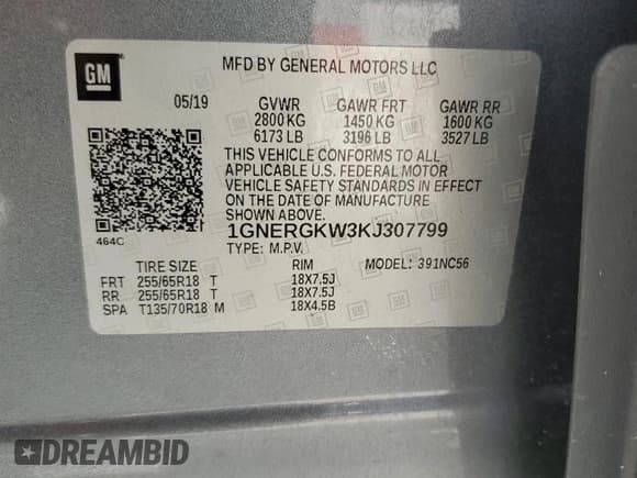 ✅ 2019 Chevrolet Traverse LT Cloth • VIN: 1GNERGKW3KJ307799 • Lot: 61985824. Wystawiony na Copart z przebiegiem 142 882 mil. Bezpłatny archiwum sprzedaży aukcyjnych z USA i szczegółowy raport historii pojazdu na DreamBid. Zdjęcie 15.