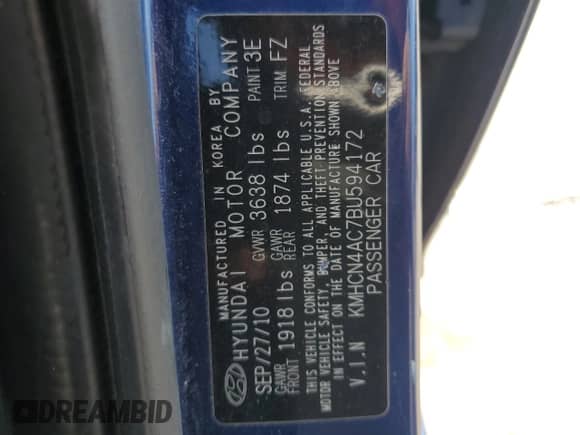 2011 Hyundai Accent GLS z VIN KMHCN4AC7BU594172, wystawiony jako Copart lot #75000234 z przebiegiem 86 884 mil mil oraz Szkoda całkowita • Salvage title. Historia ofert i sprzedaży dostępna na DreamBid. Obrazek 13.