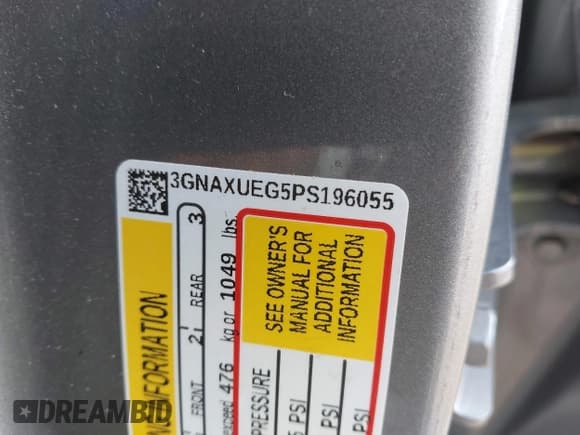 ✅ 2023 Chevrolet Equinox LT • VIN: 3GNAXUEG5PS196055 • Лот: 43415001. Опубликован ранее на IAAI с пробегом 37 980 миль. Бесплатный доступ к архиву аукционных продаж из США и подробный отчёт об истории автомобиля на DreamBid. Изображение 9.