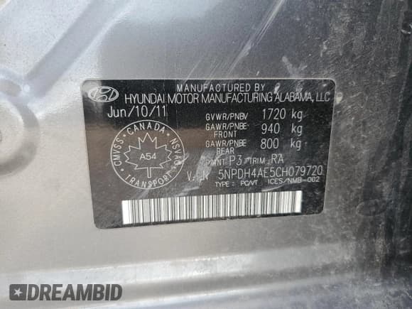 ✅ 2012 Hyundai Elantra GLS • VIN: 5NPDH4AE5CH079720 • Lot: 59870535. Listed on Copart with 204,164 mi. Free auction sales archive from the USA and detailed vehicle history report at DreamBid. Image 13.