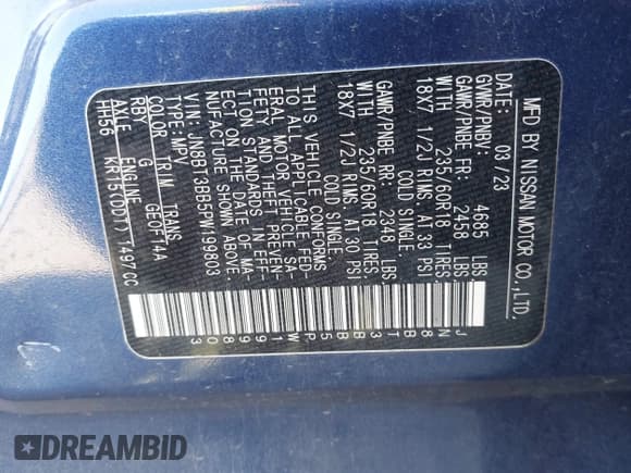 ✅ 2023 Nissan Rogue SV • VIN: JN8BT3BB5PW199803 • Lot: 43179508. Wystawiony na IAAI z przebiegiem 30 375 mil. Bezpłatny archiwum sprzedaży aukcyjnych z USA i szczegółowy raport historii pojazdu na DreamBid. Zdjęcie 9.