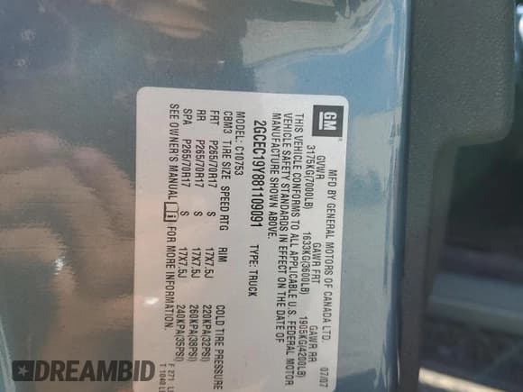 ✅ 2008 Chevrolet Silverado 1500 2LT • VIN: 2GCEC19Y881109091 • Lot: 91432145. Wystawiony na Copart z przebiegiem 138 479 mil. Bezpłatny archiwum sprzedaży aukcyjnych z USA i szczegółowy raport historii pojazdu na DreamBid. Zdjęcie 12.