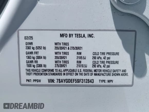 ✅ 2025 Tesla Model Y Performance • VIN: 7SAYGDEF5SF312843 • Lot: 42629904. Wystawiony na IAAI z przebiegiem 3 742 mil. Bezpłatny archiwum sprzedaży aukcyjnych z USA i szczegółowy raport historii pojazdu na DreamBid. Zdjęcie 9.