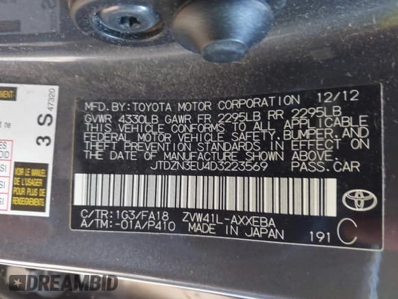 ✅ 2013 Toyota Prius Three • VIN: JTDZN3EU4D3223569 • Lot: 43634227. Wystawiony na IAAI z przebiegiem 234 055 mil. Bezpłatny archiwum sprzedaży aukcyjnych z USA i szczegółowy raport historii pojazdu na DreamBid. Zdjęcie 9.