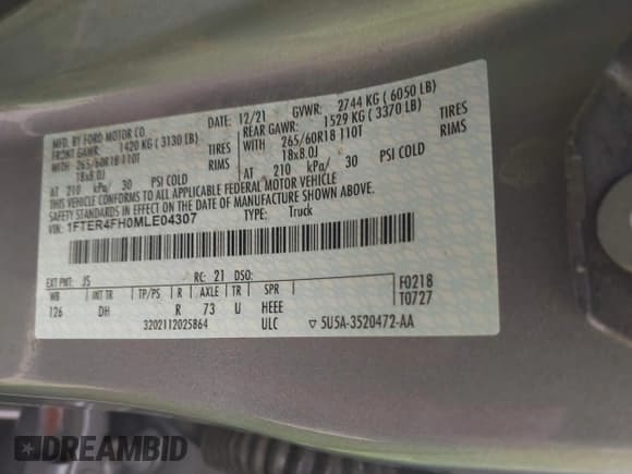 ✅ 2021 Ford Ranger XL • VIN: 1FTER4FH0MLE04307 • Lot: 42118117. Listed on IAAI with 47,487 mi. Free auction sales archive from the USA and detailed vehicle history report at DreamBid. Image 9.