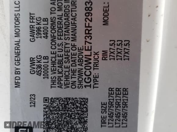 ✅ 2024 Chevrolet Silverado 2500HD Work Truck • VIN: 1GC0WLE73RF298348 • Лот: 60697585. Опубликован ранее на Copart с пробегом Не указан. Бесплатный доступ к архиву аукционных продаж из США и подробный отчёт об истории автомобиля на DreamBid. Изображение 12.