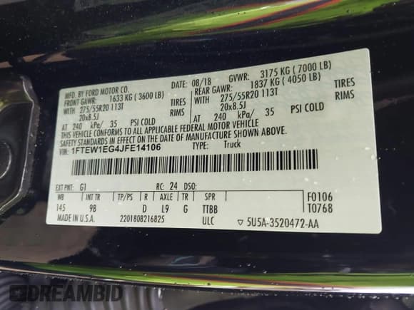 ✅ 2018 Ford F-150 XL • VIN: 1FTEW1EG4JFE14106 • Лот: 41552866. Опубликован ранее на IAAI с пробегом 88 702 миль. Бесплатный доступ к архиву аукционных продаж из США и подробный отчёт об истории автомобиля на DreamBid. Изображение 9.