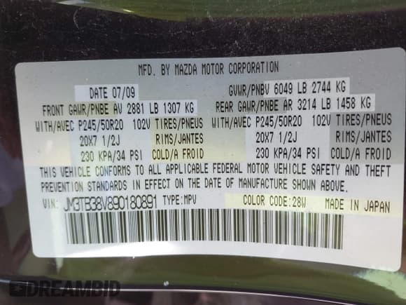 ✅ 2009 Mazda CX-9 Sport • VIN: JM3TB38V890180891 • Lot: 43083728. Wystawiony na IAAI z przebiegiem 214 991 mil. Bezpłatny archiwum sprzedaży aukcyjnych z USA i szczegółowy raport historii pojazdu na DreamBid. Zdjęcie 9.