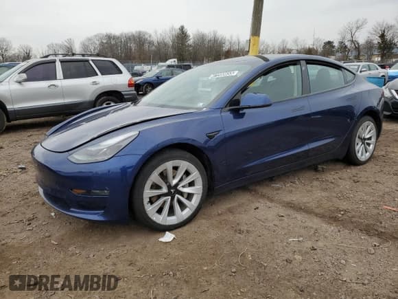 ✅ 2022 Tesla Model 3 • VIN: 5YJ3E1EA4NF369507 • Лот: 47200655. Опубликован ранее на Copart с пробегом Не указан. Бесплатный доступ к архиву аукционных продаж из США и подробный отчёт об истории автомобиля на DreamBid. Изображение 1.