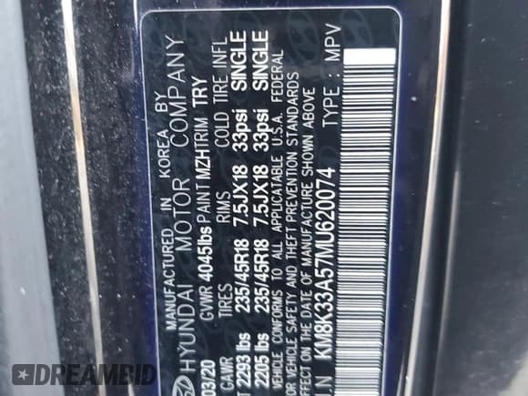 ✅ 2021 Hyundai Kona Limited • VIN: KM8K33A57MU620074 • Лот: 72034384. Опубликован ранее на Copart с пробегом Не указан. Бесплатный доступ к архиву аукционных продаж из США и подробный отчёт об истории автомобиля на DreamBid. Изображение 13.