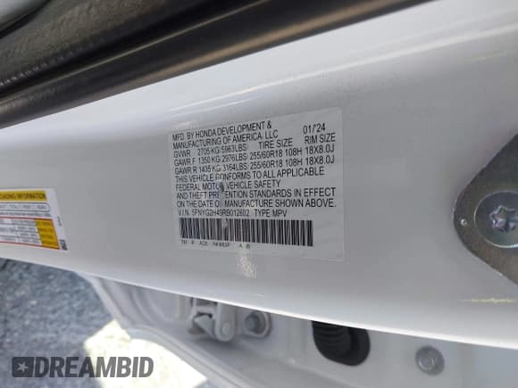 ✅ 2024 Honda Pilot EX-L • VIN: 5FNYG2H49RB012602 • Lot: 43236382. Wystawiony na IAAI z przebiegiem 28 172 mil. Bezpłatny archiwum sprzedaży aukcyjnych z USA i szczegółowy raport historii pojazdu na DreamBid. Zdjęcie 9.