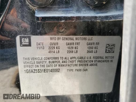 ✅ 2014 Cadillac CTS Premium AWD • VIN: 1G6AZ5S31E0140082 • Lot: 62593454. Listed on Copart with 119,834 mi. Free auction sales archive from the USA and detailed vehicle history report at DreamBid. Image 12.