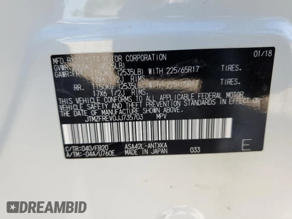 ✅ 2018 Toyota RAV4 LE • VIN: JTMZFREV0JJ735703 • Lot: 91576575. Wystawiony na Copart z przebiegiem 79 834 mil. Bezpłatny archiwum sprzedaży aukcyjnych z USA i szczegółowy raport historii pojazdu na DreamBid. Zdjęcie 14.