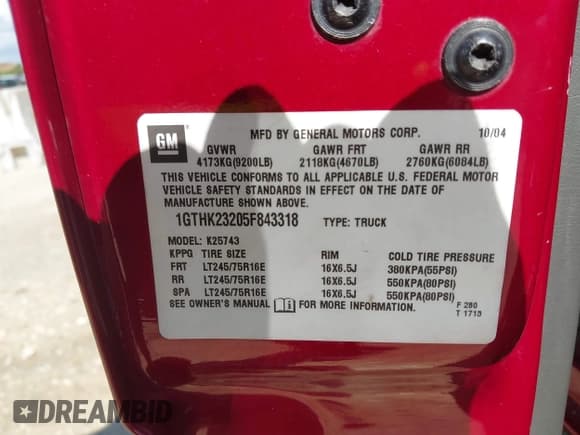 ✅ 2005 GMC Sierra 2500HD SLE • VIN: 1GTHK23205F843318 • Лот: 42865264. Опубликован ранее на IAAI с пробегом 195 149 миль. Бесплатный доступ к архиву аукционных продаж из США и подробный отчёт об истории автомобиля на DreamBid. Изображение 9.