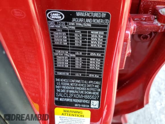 ✅ 2021 Land Rover Discovery Sport SE R-Dynamic • VIN: SALCL2FX0MH885627 • Лот: 43043084. Опубликован ранее на Copart с пробегом 18 110 миль. Бесплатный доступ к архиву аукционных продаж из США и подробный отчёт об истории автомобиля на DreamBid. Изображение 12.