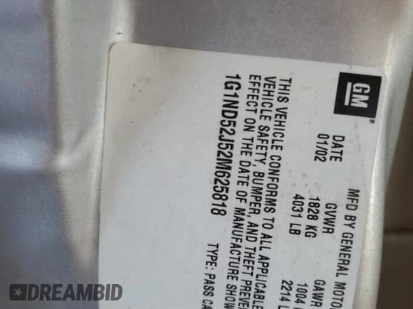 2002 Chevrolet Malibu z VIN 1G1ND52J52M625818, wystawiony jako Copart lot #85166294 z przebiegiem 128 129 mil mil oraz Czysty tytuł • Clean title. Historia ofert i sprzedaży dostępna na DreamBid. Obrazek 12.