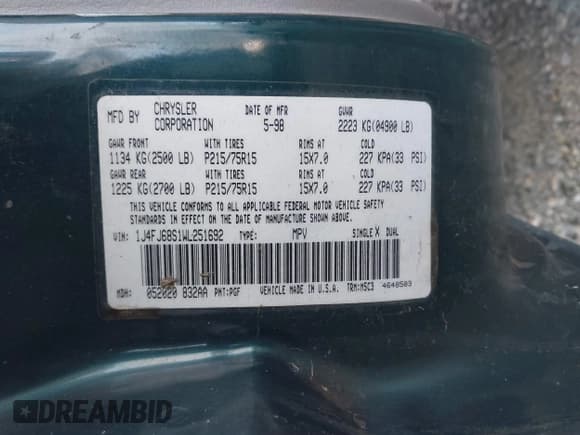 ✅ 1998 Jeep Cherokee Sport • VIN: 1J4FJ68S1WL251692 • Lot: 41798145. Listed on IAAI with 133,600 mi. Free auction sales archive from the USA and detailed vehicle history report at DreamBid. Image 9.